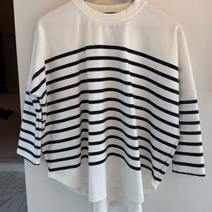 Tuckernuck Pomander Place Navy and White Striped Long Sleeve Top